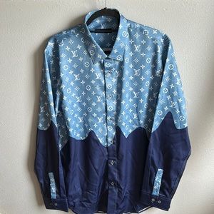 Louis Vuitton Blue and White Shirt